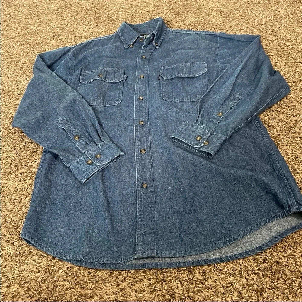 Key NWT denim, longsleeve, button-down shirt, men’s large 100% cot - Picture 1 of 3